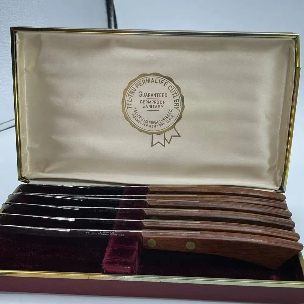 Vintage Tel-Tru Permalife Cutlery set of 6 steak knives.